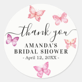 蝶の感謝を伝えるクラシックな丸型ステッカー ラウンドシール