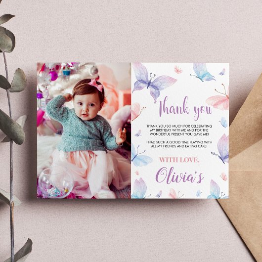 蝶の感謝カード ガーデンパーティ サンキューカード