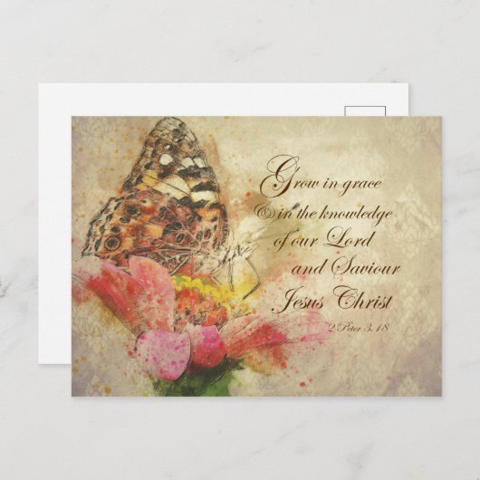 蝶の成長グレースKJV聖なる書物、 経典 シーズンポストカード (正面/裏面)