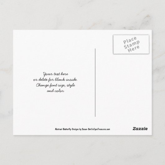 蝶の抽象的な自然の感謝のポストカード ポストカード (裏面)