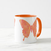 蝶の抽象芸術プリント – オレンジの色合い マグカップ (正面右)