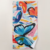 蝶の抽象芸術絵画の。 ビーチタオル (正面)