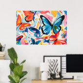 蝶の抽象芸術絵画の。 ポスター (ホームオフィス)