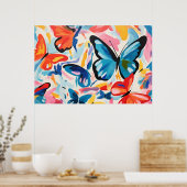 蝶の抽象芸術絵画の。 ポスター (キッチン)