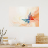 蝶の抽象芸術絵画の ポスター (キッチン)