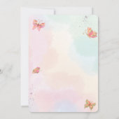 蝶の招待状、パステルカラーの蝶の誕生日 招待状 (裏面)
