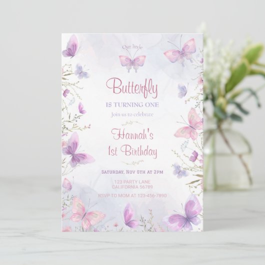 蝶の招待 蝶の誕生日招待 招待状 (スタンド正面)