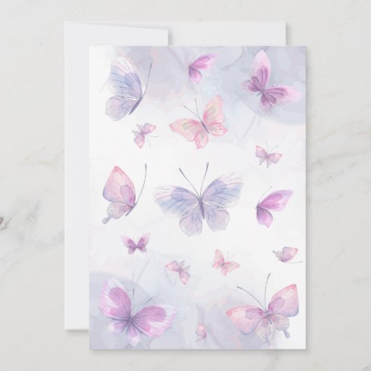 蝶の招待 蝶の誕生日招待 招待状 (裏面)