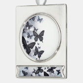 蝶の旗の飾り シルバープレートバナーオーナメント (左)