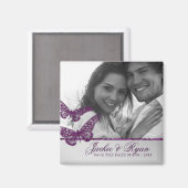 蝶の日付を保存するマグネット写真パープル マグネット (正面/裏面)