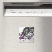 蝶の日付を保存するマグネット写真パープル マグネット (インサイチュ (食洗機))