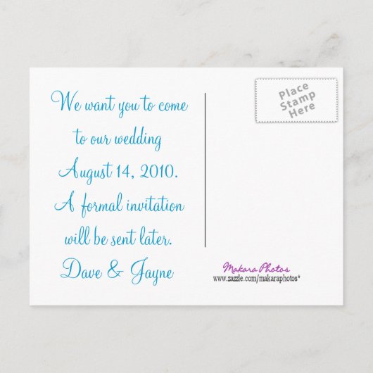 蝶の日付を保存カスタマイズ- 案内ポストカード (裏面)