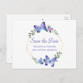 蝶の日付蝶のフローラ青 ポストカード (正面/裏面)