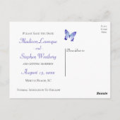 蝶の日付蝶のフローラ青 ポストカード (裏面)