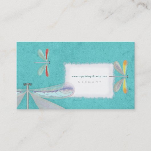 蝶の昆虫の繊細なベビーブルーのビジネスカード 名刺 (正面)