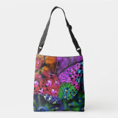 蝶の昆虫抽象芸術紫グリーンピンクオレンジ クロスボディバッグ (裏面)