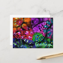 蝶の昆虫抽象芸術紫グリーンピンクオレンジ