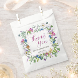 蝶の春ワイルドフラワーベビーシャワーサイン フェイバーバッグ