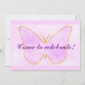 蝶の最初の誕生日パーティーの招待 招待状 (裏面)