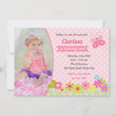 蝶の最初の誕生日招待状と写真 招待状 (正面)