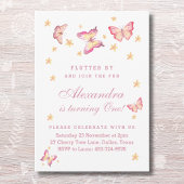 蝶の最初の誕生日、ピンクベビーガールパーティー 招待状