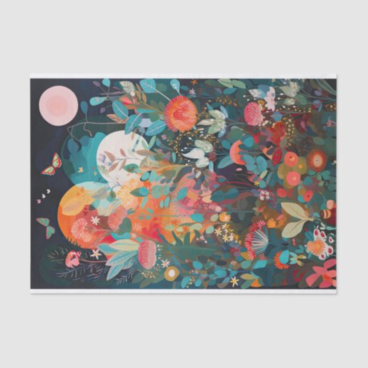 蝶の月お洒落の花絵画の切り離し 薄葉紙 (正面)