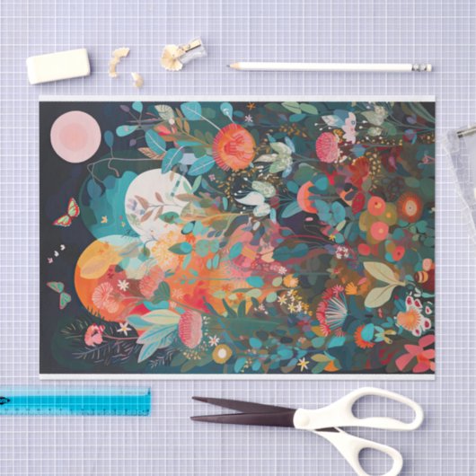 蝶の月お洒落の花絵画の切り離し 薄葉紙 (クラフト)