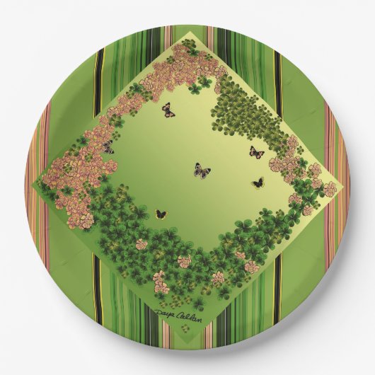 蝶の朝/ストライプ ペーパープレート (正面)