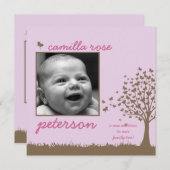 蝶の木の女の子の誕生の発表 案内状 (正面/裏面)