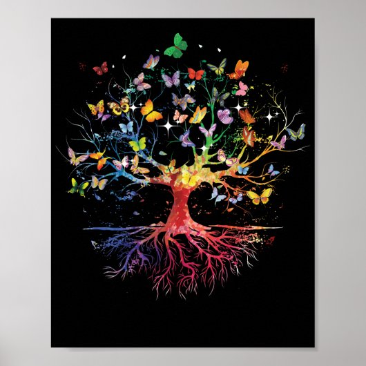 蝶の木の美しい昆虫 ポスター (正面)
