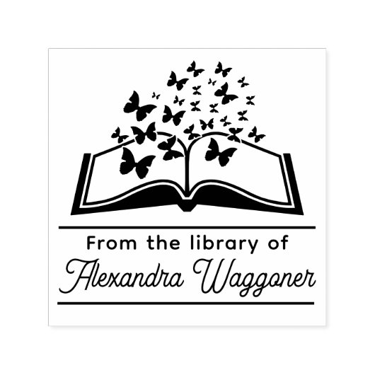 蝶の本"のライブラリから"名前 セルフインキングスタンプ (デザイン)