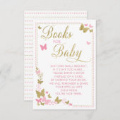 蝶の本 赤ちゃんカード、ピンク、金 エンクロージャーカード (正面/裏面)