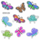 蝶の束とお洒落かわいい シール (正面)