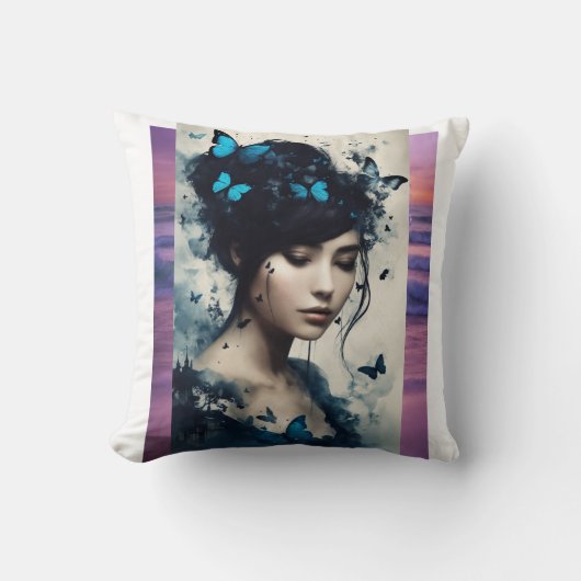 蝶の枕 クッション (正面)