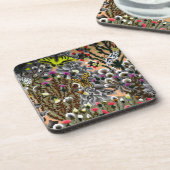 蝶の柳のヴィンテージガーデンイラストレーション コースター (左側)