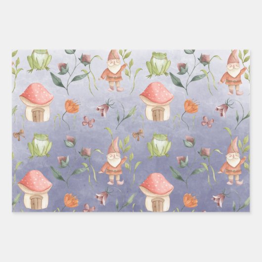 蝶の格言&翼付きフェイリーズガーデンパープル ラッピングペーパーシート (正面3)