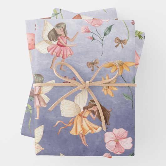 蝶の格言&翼付きフェイリーズガーデンパープル ラッピングペーパーシート (インサイチュ)