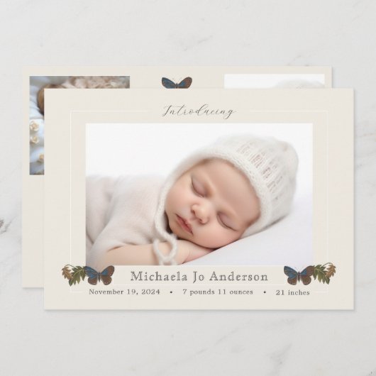 蝶の森の写真誕生のお知らせ 招待状 (正面/裏面)