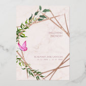 蝶の植物葬儀は愛された一人の死者 箔招待状 (正面)