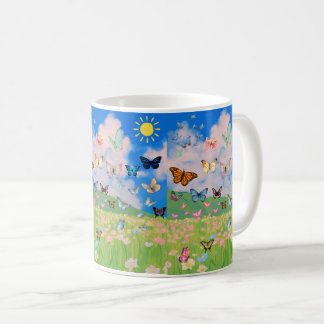 蝶の楽園 コーヒーマグ - ソフトフラワーナチュラルD コーヒーマグカップ