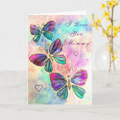 蝶の母の日のカード – 私はあなたを愛するママ カード (黄色い花)