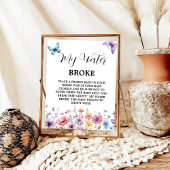 蝶の水が赤ちゃんシャワーのゲームサインを破った ポスター