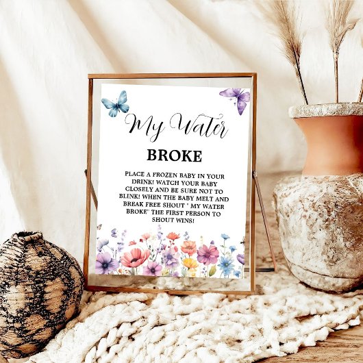 蝶の水が赤ちゃんシャワーのゲームサインを破った ポスター