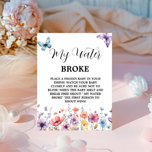 蝶の水が赤ちゃんシャワーのゲームサインを破った 台座サイン