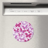 蝶の水彩マゼンタピンク マグネット (インサイチュ (食洗機))