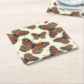 蝶の水彩模様 スクエアペーパーコースター (アングル)