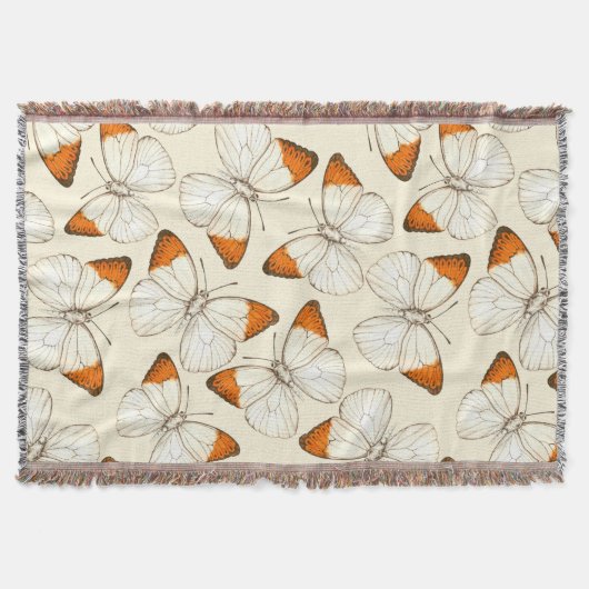 蝶の水彩模様 スローブランケット (正面)