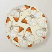 蝶の水彩模様 ラウンドクッション (裏面)