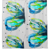 蝶の水彩画 シャワーカーテン (正面)