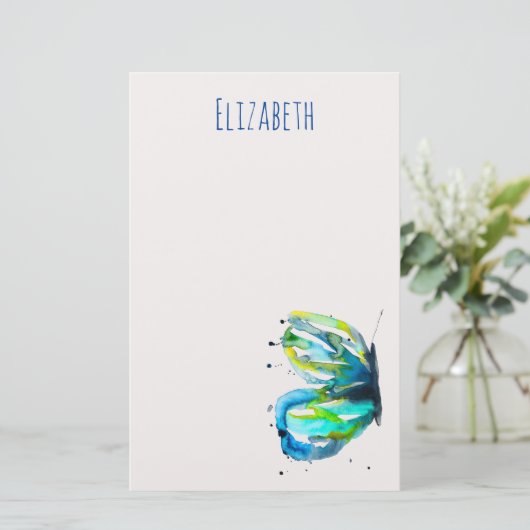 蝶の水彩画 便箋 (スタンド正面)